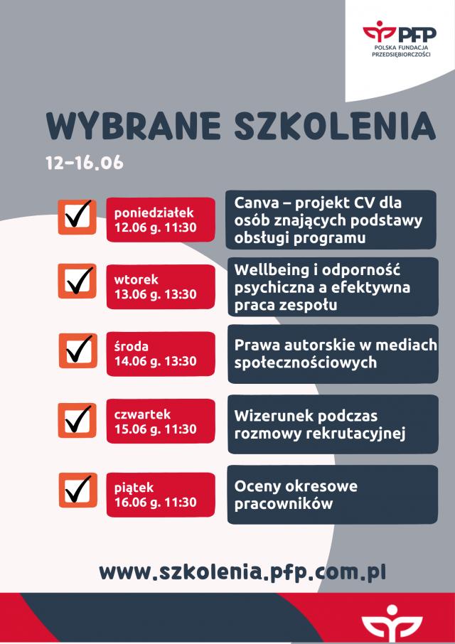 Harmonogram szkoleń 12-16.06.2023