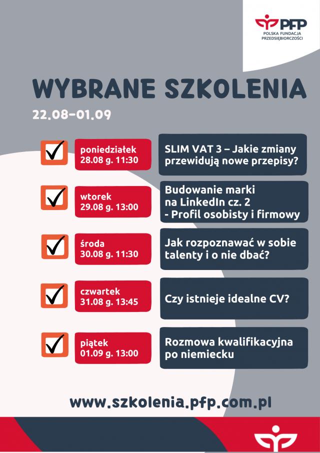 Harmonogram szkoleń 28.08-01.09.2023 r.