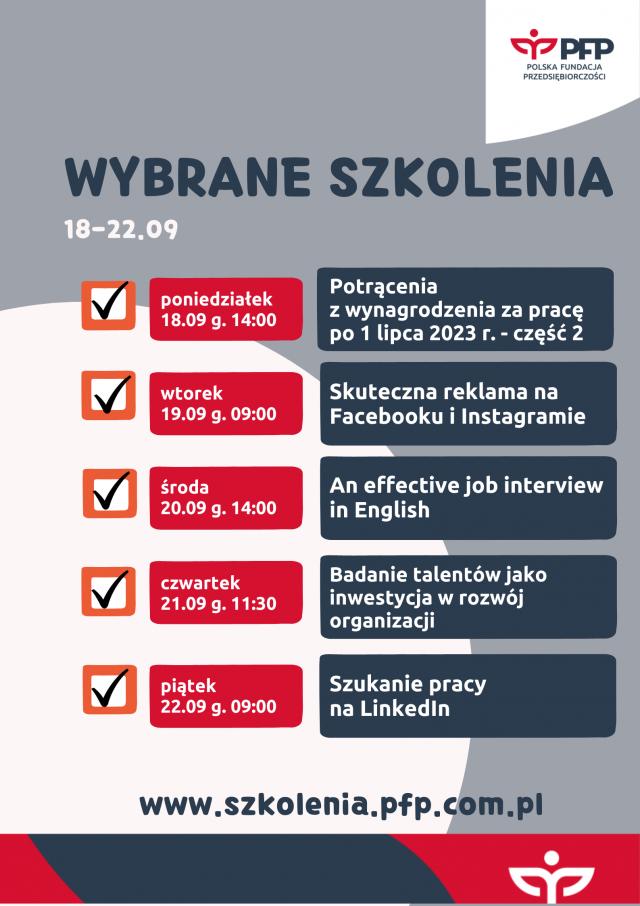 Harmonogram szkoleń 18-22.09.2023 r.