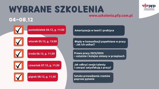 Harmonogram szkoleń 04-08.12.2023 r.