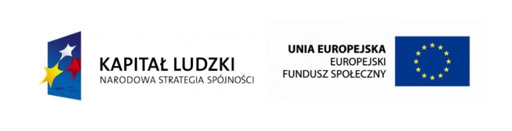 Zestawienie znaków: logo KAKPITAŁ LUDZKI NARODOWA STRATEGIA SPÓJNOŚCI, UNIA EUROPEJSKA EUROPEJSKI FUNDUSZ SPOŁECZNY wraz z flagą Unii Europejskiej