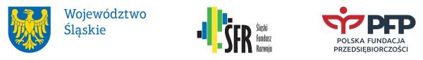 Zestawienie znaków: logotyp Województwo Śląskie, logotyp SFR Śląski Fundusz Rozwoju, logotyp PFP Polska Fundacja Przedsiębiorczości