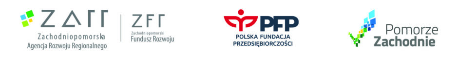 Zestawienie znaków: połączone logo Zachodniopomorska Agencja Rozwoju Regionalnego oraz szara pionowa linia oddzielająca oraz logo Zachodniopomorski Fundusz Rozwoju, logo Polska Fundacja Przedsiębiorczości, logo województwa Zachodniopomorskiego