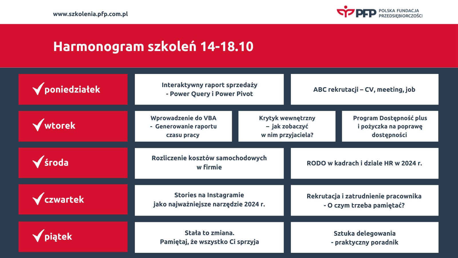 Jedenaście szkoleń, w tym dwie Excelowe premiery. Intensywny tydzień na Platformie Szkoleniowej Polskiej Fundacji Przedsiębiorczości