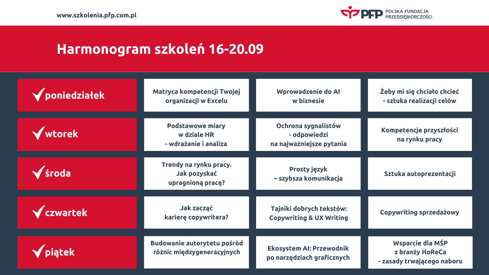 5 dni, 15 szkoleń i aż 8 nowych tematów. Tydzień bogaty w atrakcyjne wydarzenia na Platformie Szkoleniowej Polskiej Fundacji Przedsiębiorczości