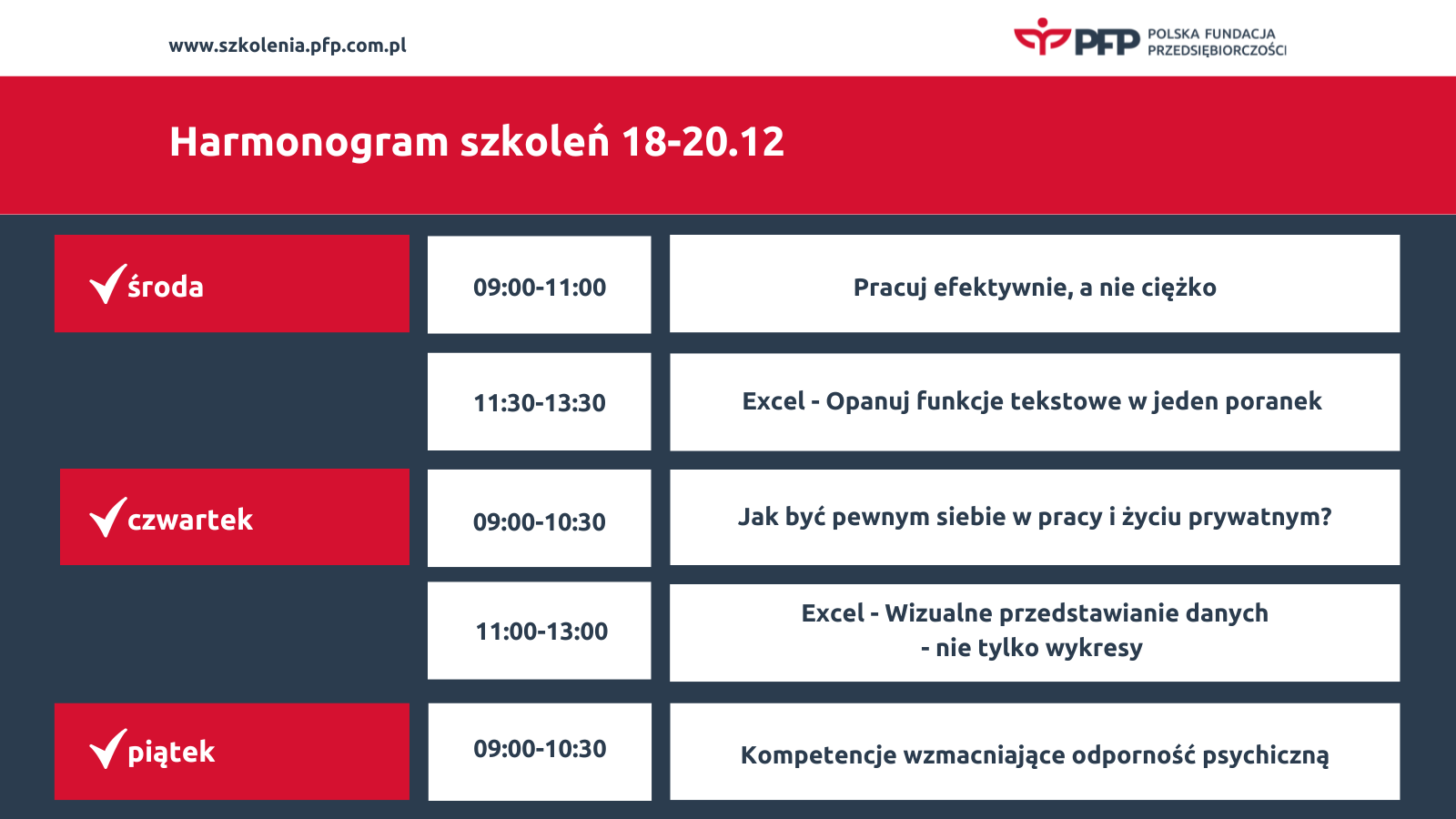 Przedświąteczny tydzień pełen szkoleń