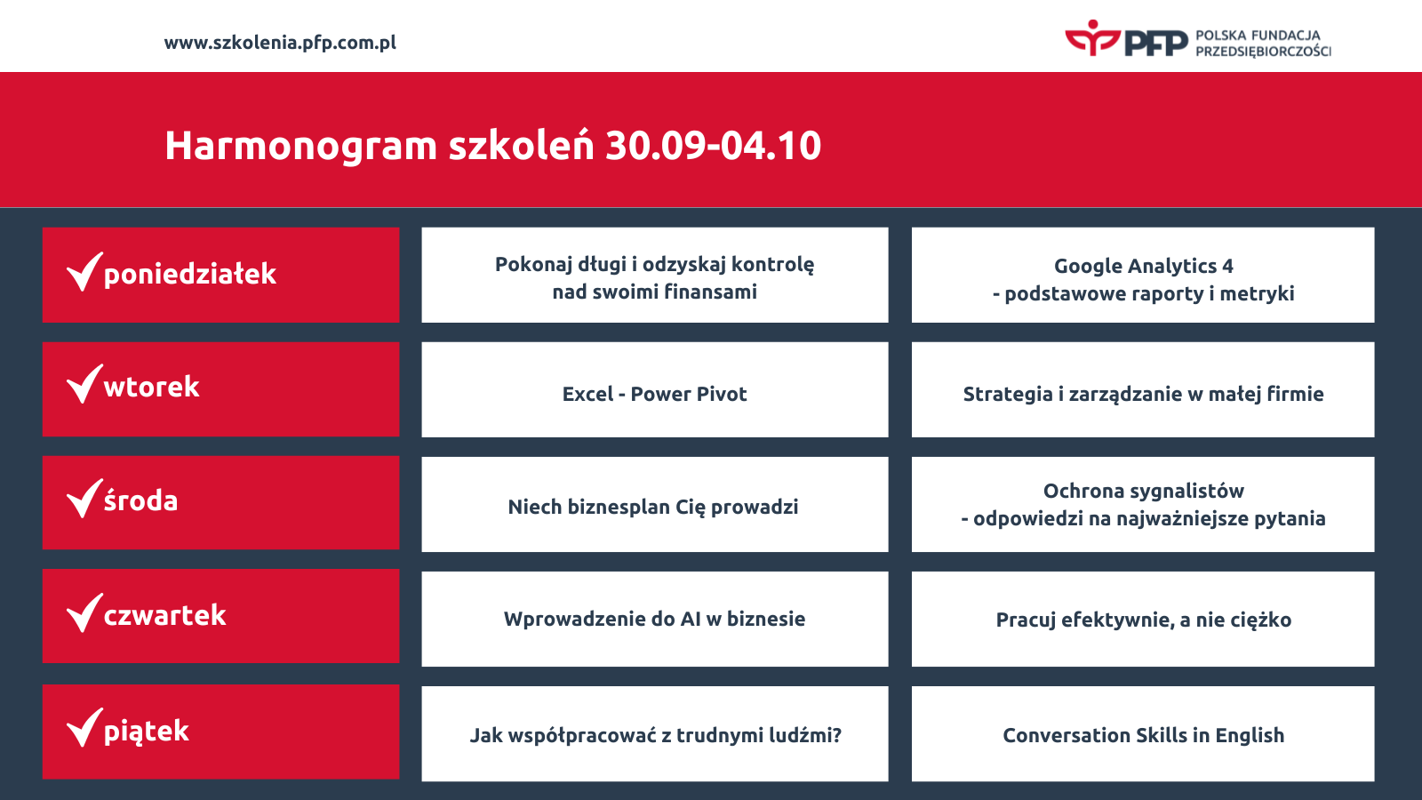 10 szkoleń. Godziny wiedzy z Polską Fundacją Przedsiębiorczości