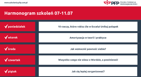 Kolejne lipcowe szkolenia! Co przygotowała Polska Fundacja Przedsiębiorczości?